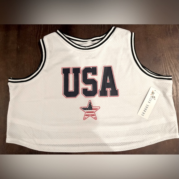 Tops - NWT USA 🇺🇸 Cropped Jersey Size XL